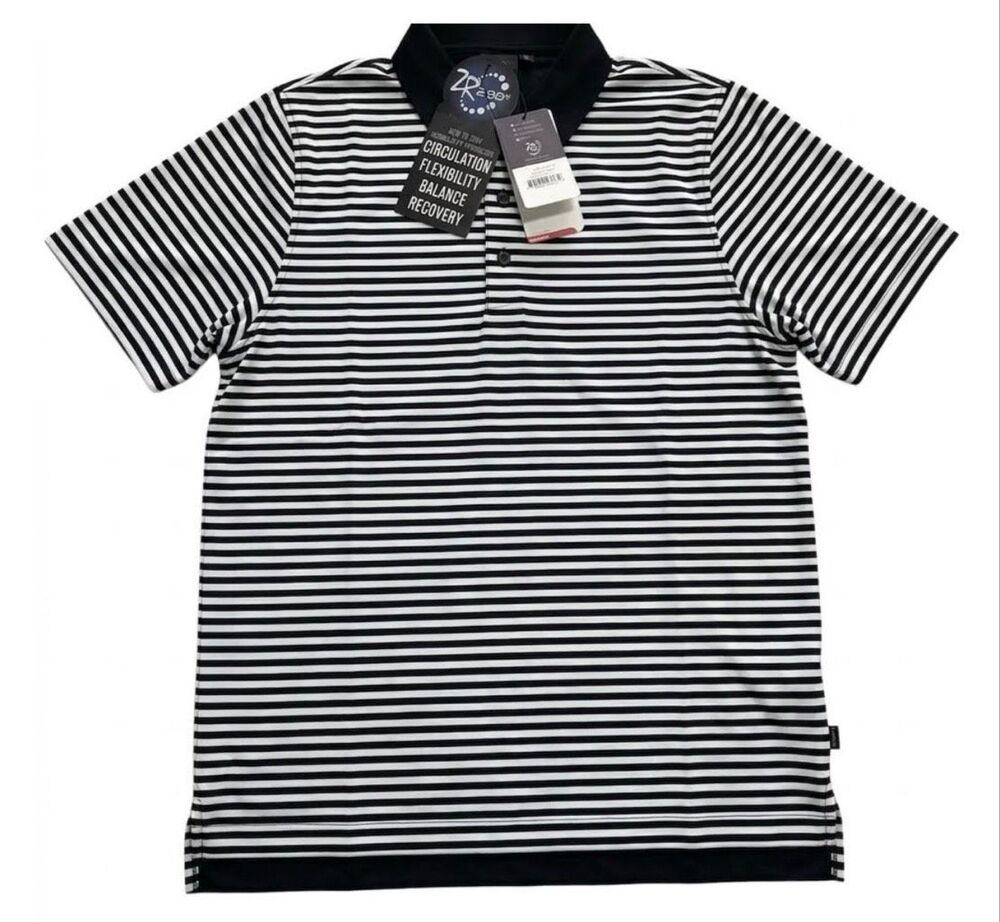 Zero Restriction Golf Wear NWT Fleet Polo Techwear Moisture Wicking White/Black